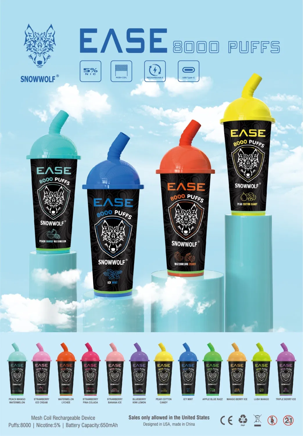 Snowwolf Ease 8000 Fruit Flavor