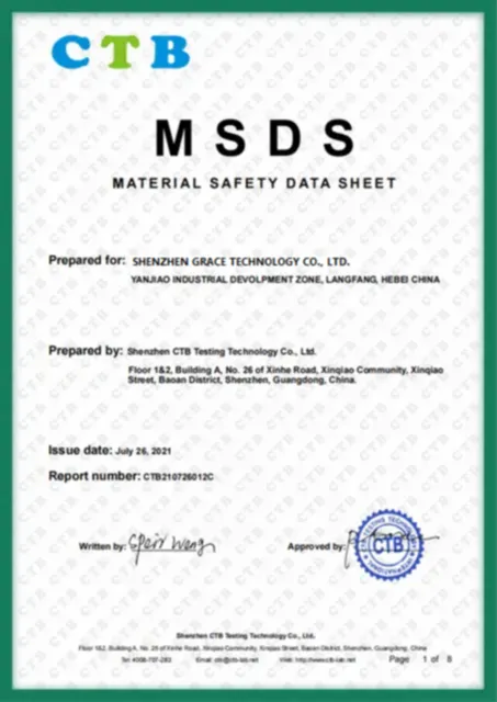 MSDS certificate